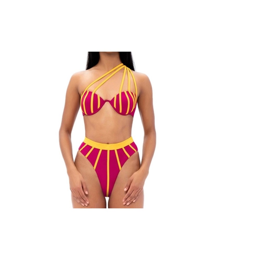 Andrea Iyamah NEW Arifa Bikini Top Purple Orange Bikini Top Size‎ XS